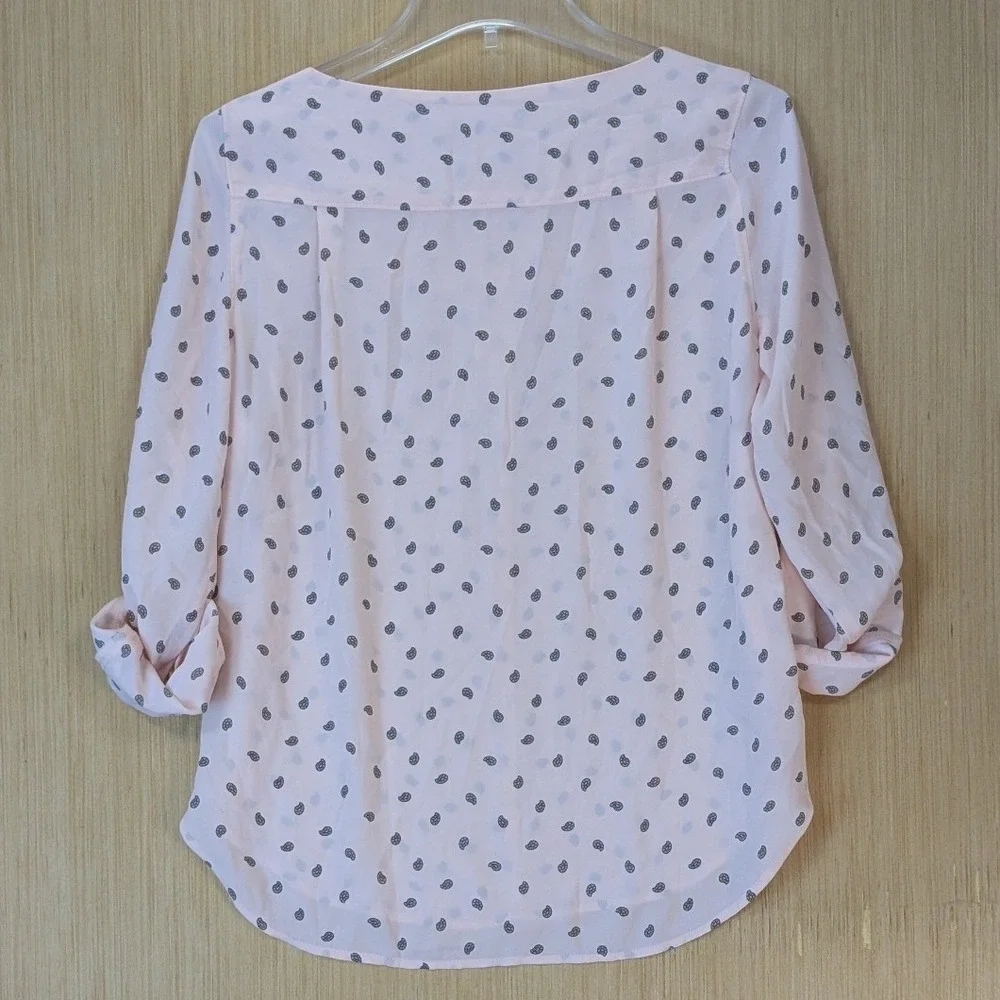 Loft Women's Preppy Career Office Elevated Basic Top Size S Petite Pink Paisley